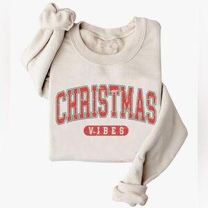 Christmas Vibes Crewneck Sweatshirt, Cream/Red, Multiple Available, NWT